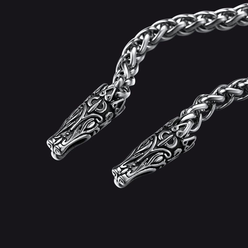 Celtic Knot Cross Necklace With Wolf Rope Chain for