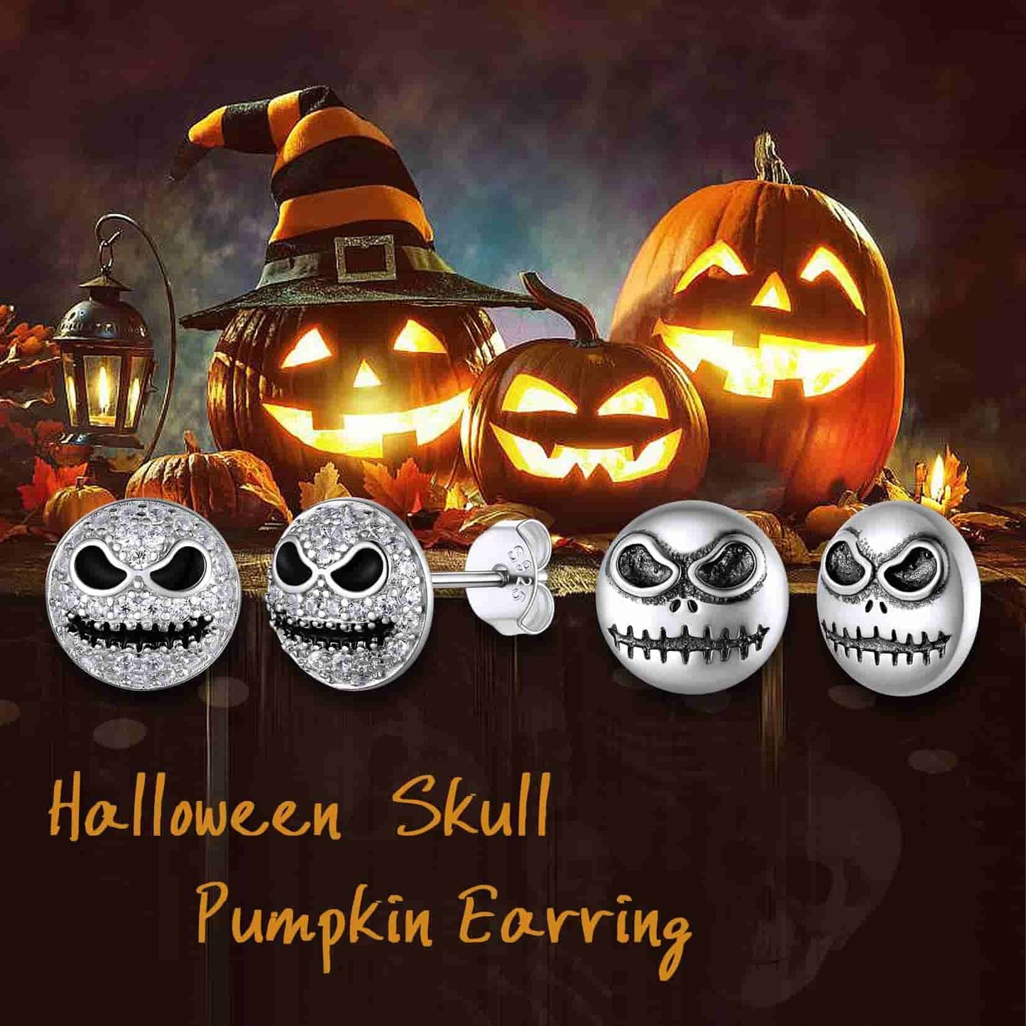 Halloween Jack Skellington Earrings for in Sterling Silver