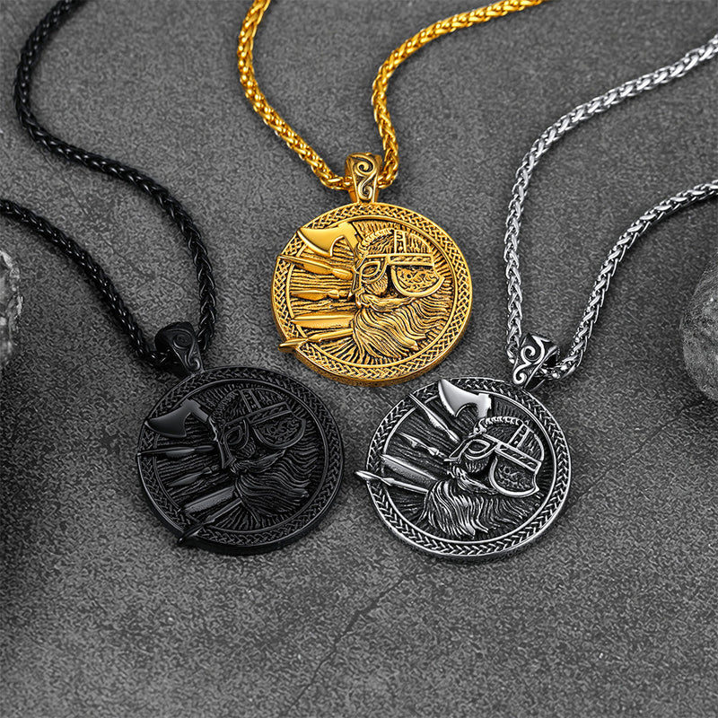 Norse Viking Odin Warrior Pendant Necklace for