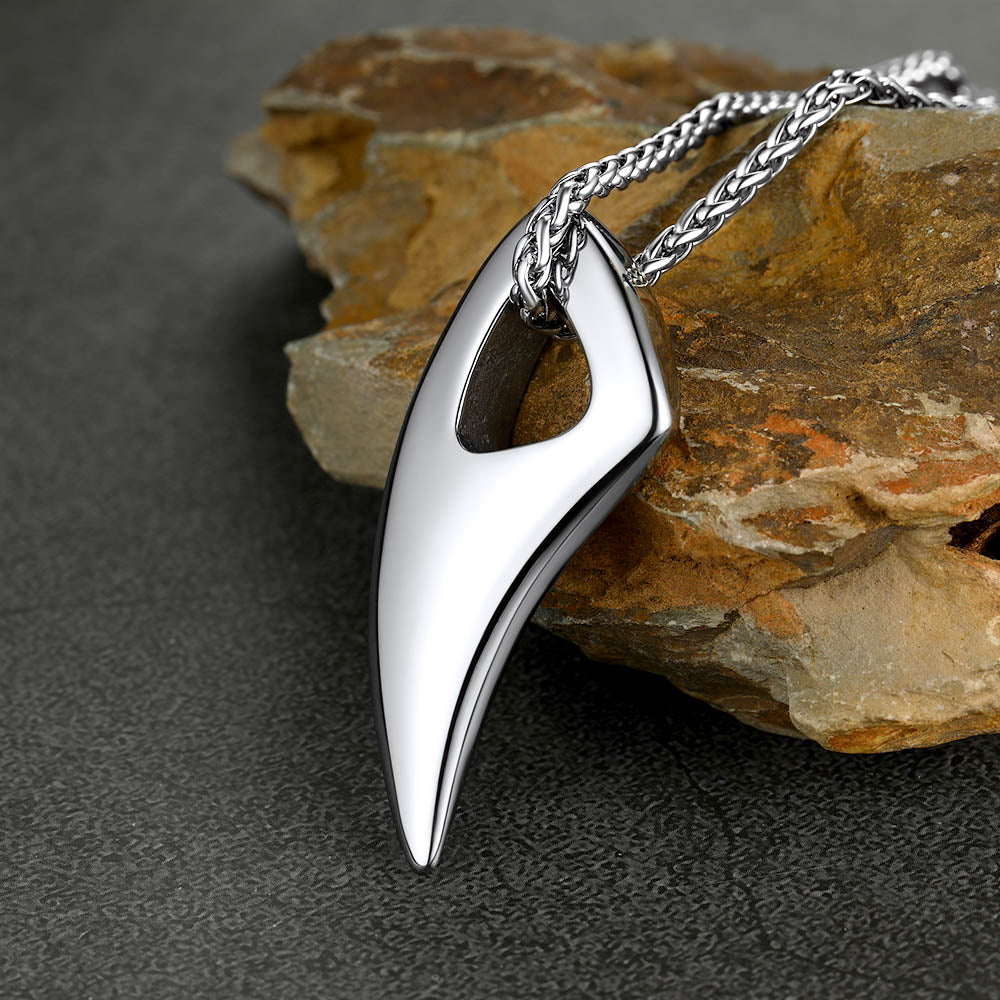 Norse Viking Wolf Tooth Spear Pendant Necklace for