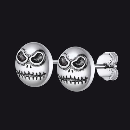 Silver Jack Skellington Stud Earrings for Halloween Gift