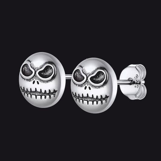 Silver Jack Skellington Stud Earrings for Halloween Gift