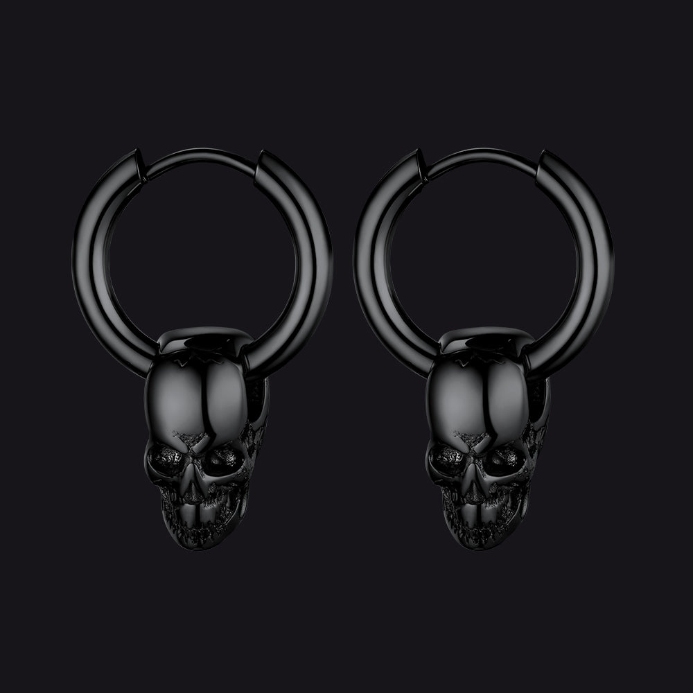 Cool Skull Hoop Dangle Earrings for