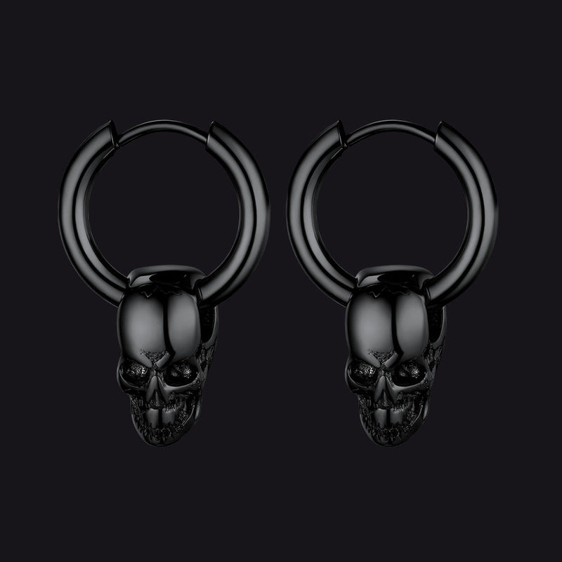 Cool Skull Hoop Dangle Earrings for