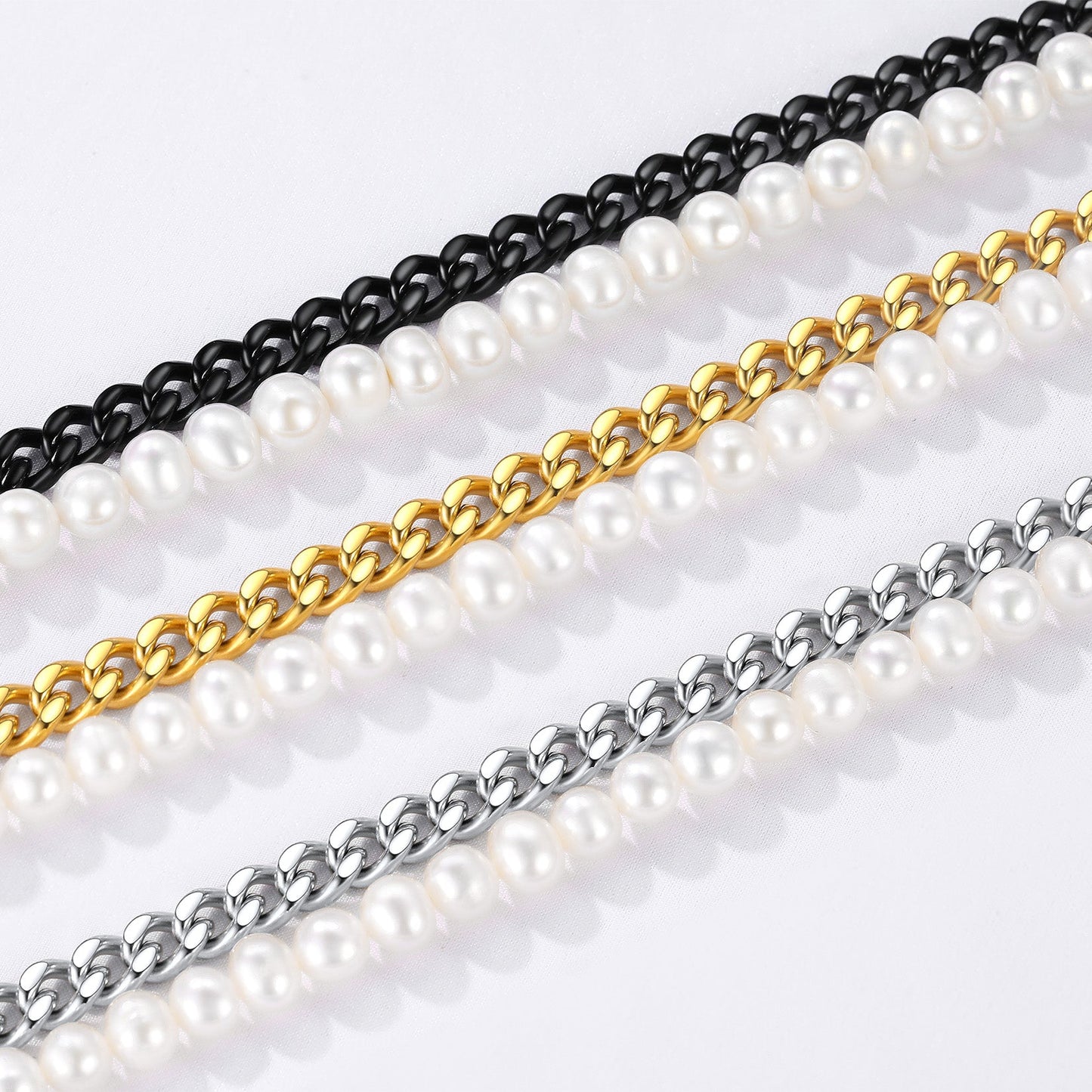 Freshwater Pearl & Cuban Link Chain Necklace for