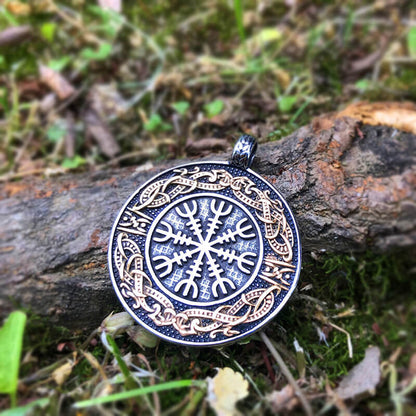 Aegishjalmr Dragon Stainless Steel Viking Pendant