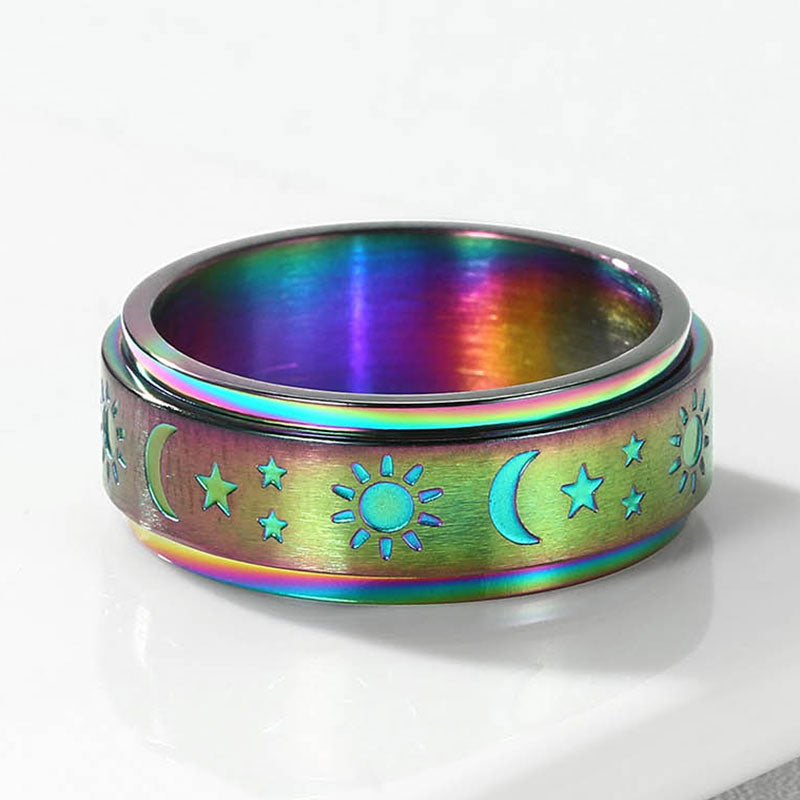 Faithheart Moon Star Sun Ring Fidget Ring for Anxiety