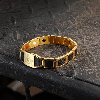 Ag Fiber Germanium Stone Stainless Steel Bracelet