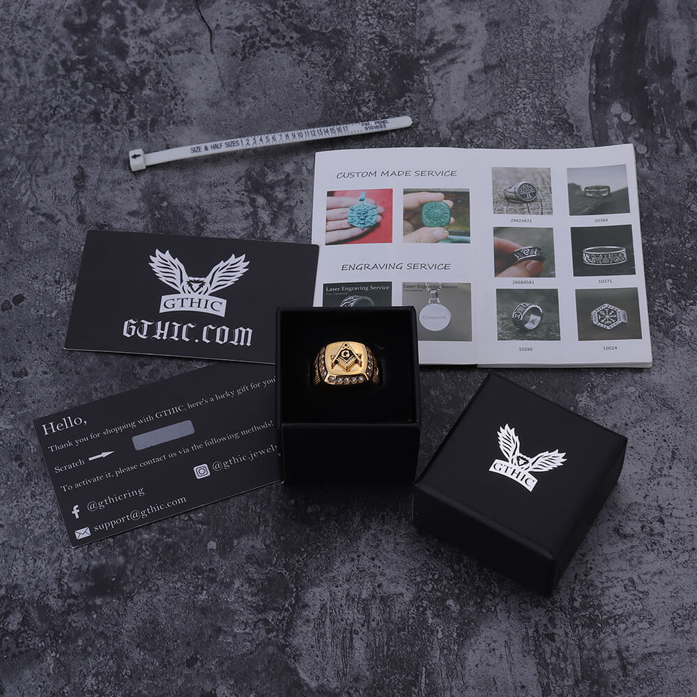 Ag Masonic Diamond Stainless Steel Ring