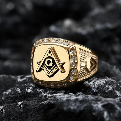 Ag Masonic Diamond Stainless Steel Ring