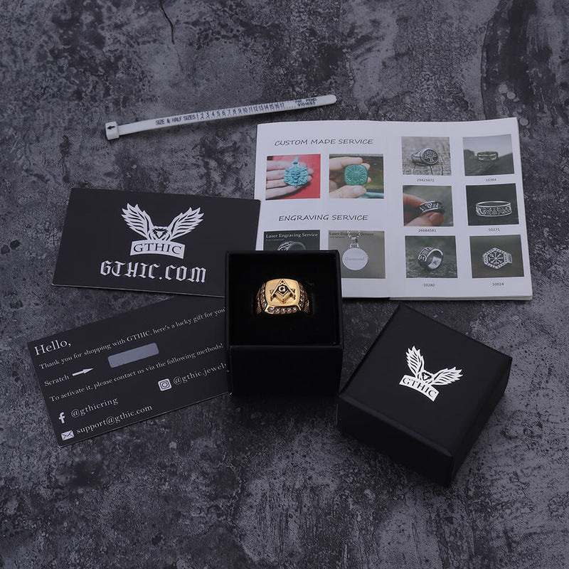 Ag Masonic Diamond Stainless Steel Ring