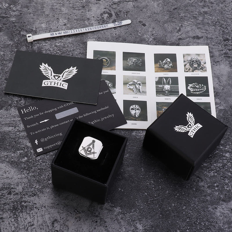 Ag Polished Stainless Steel Masonic Ring