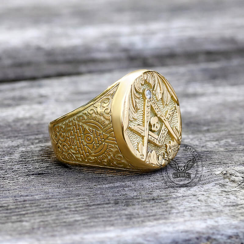 Ag Skull Stainless Steel Mason Ring