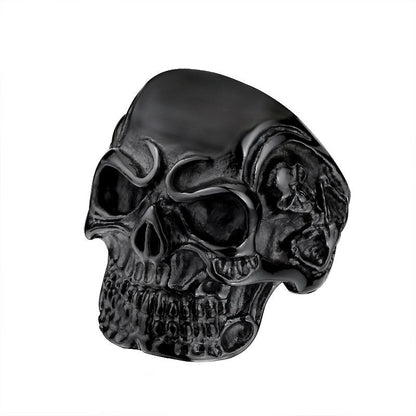 Alternative Big Tripple Skull Ring / Rock Style Stainless Steel Biker Jewelry