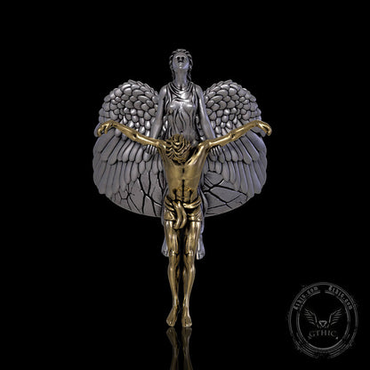 Angel Saves Jesus Sterling Silver Ring