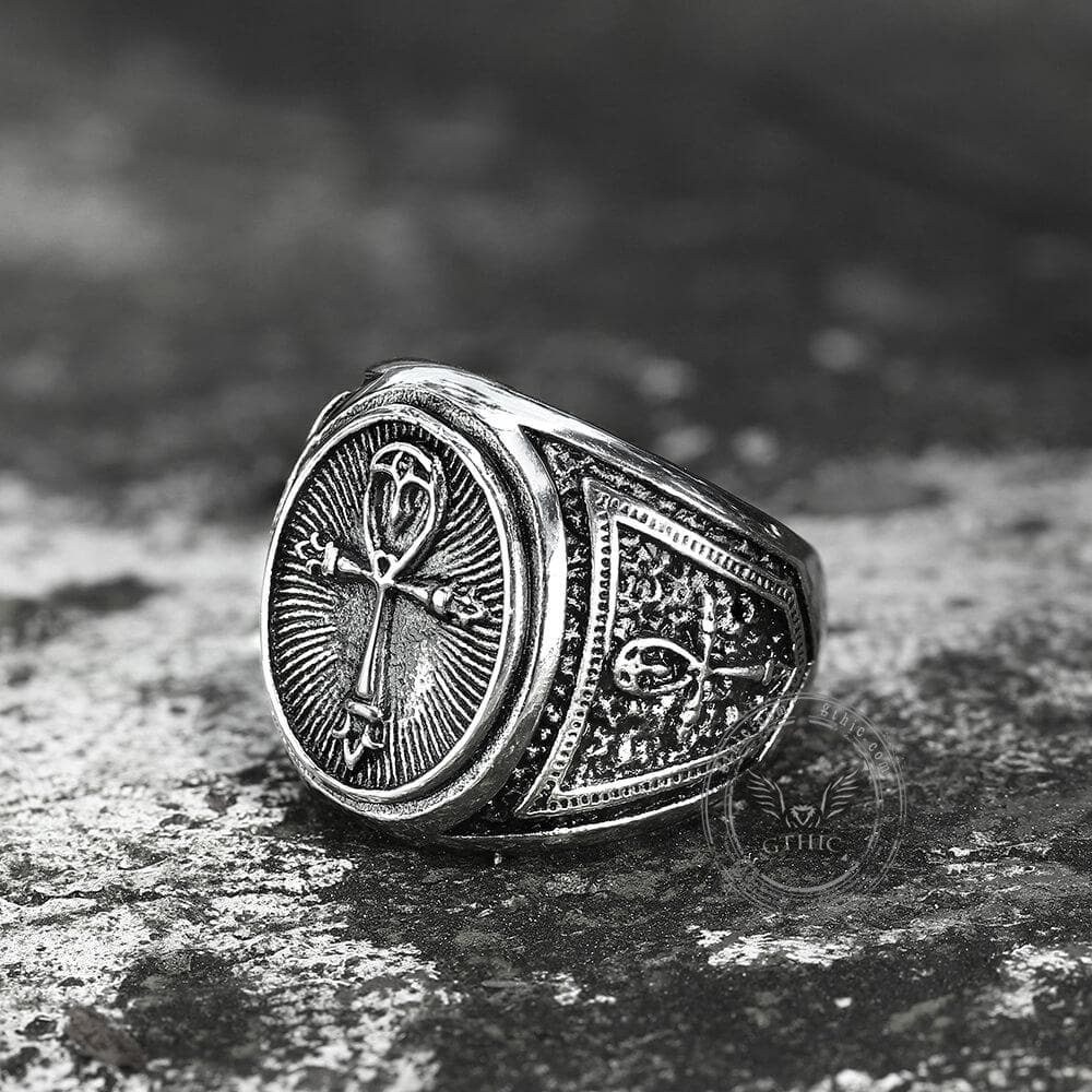 Ankh Key of Life Stainless Steel Egyptian Ring