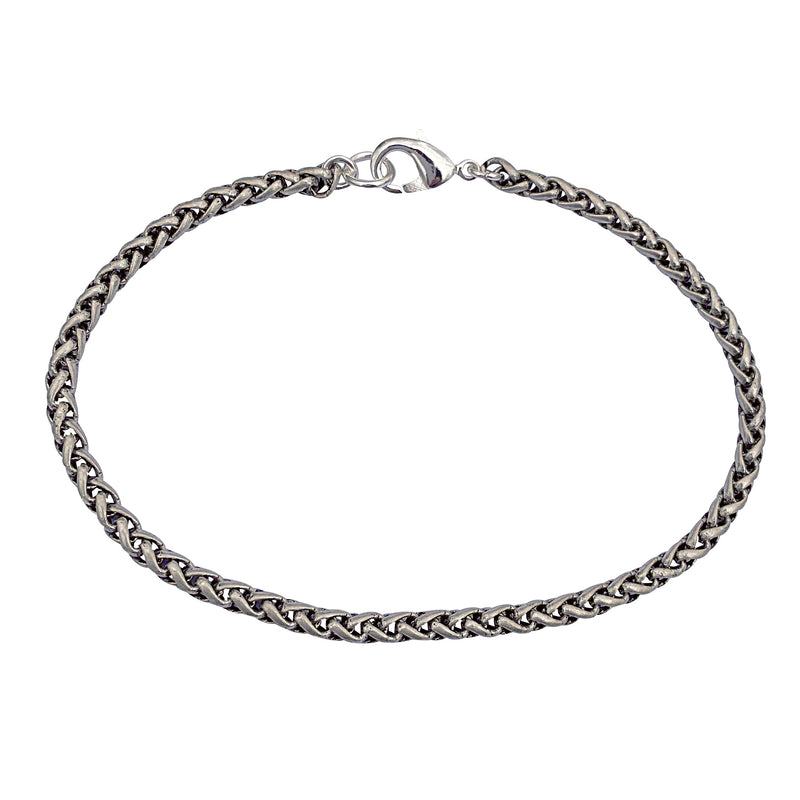 Antique Silver 3.2mm Thick Ponytail/foxtail/wheat Weave Chain Bracelet