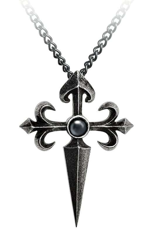 Antiqued Santiago Cross Pendant With Hematite Stone