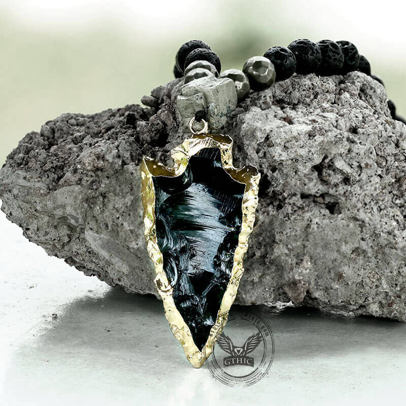 83 Cm Arrow Natural Stone Viking Pendant