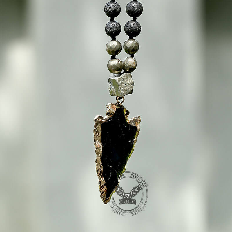 83 Cm Arrow Natural Stone Viking Pendant