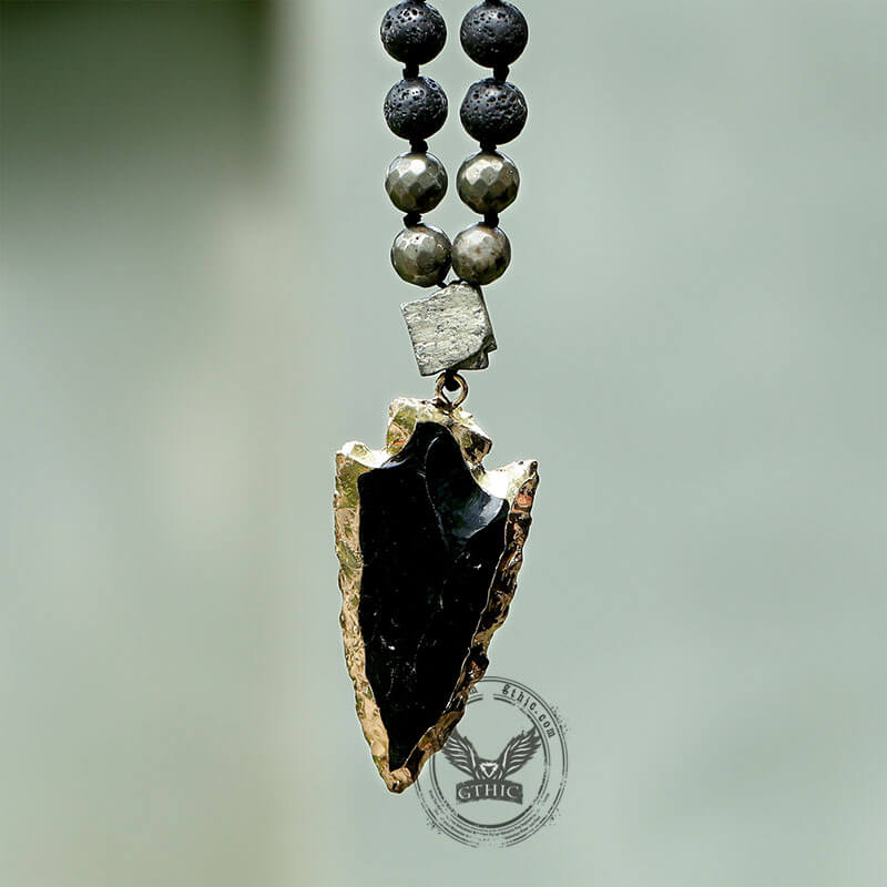 83 Cm Arrow Natural Stone Viking Pendant