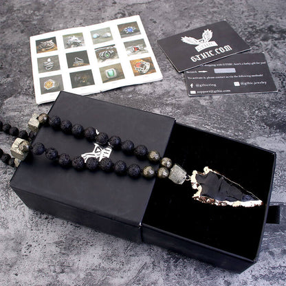 83 Cm Arrow Natural Stone Viking Pendant