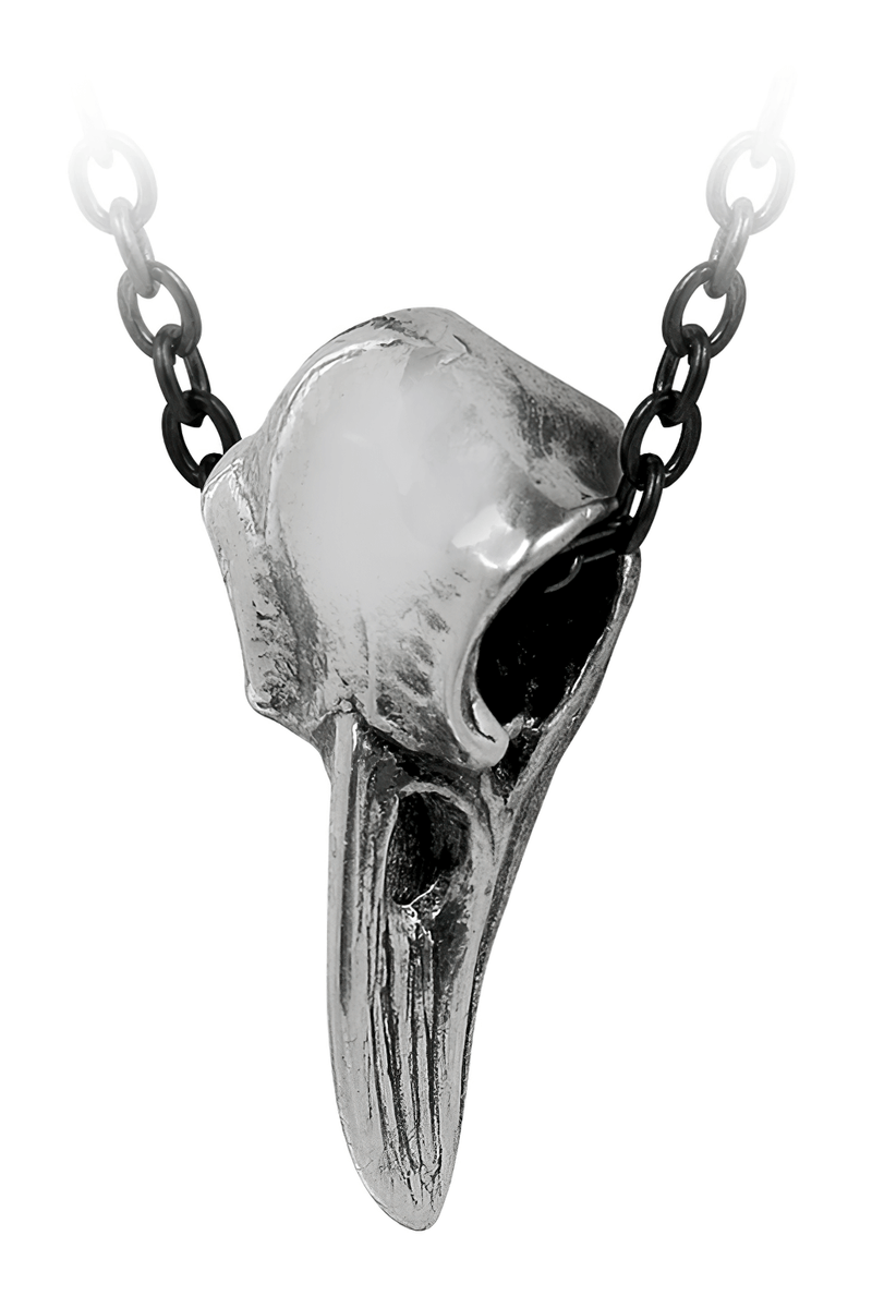 Authentic Raven Skull Pendant With Detailed Pewter Design