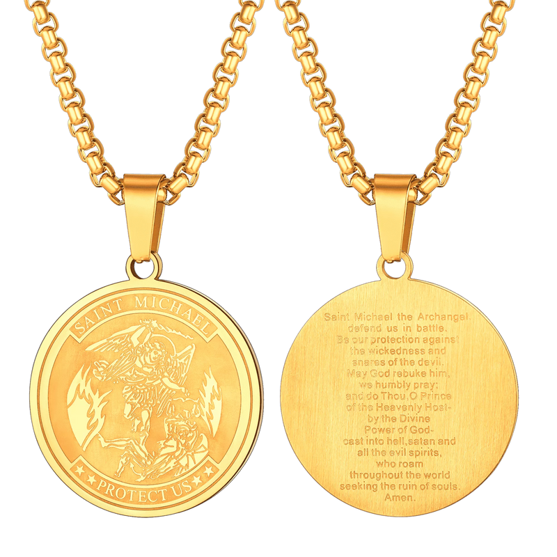 St. Michael Coin Necklace Medal Protection Pendant
