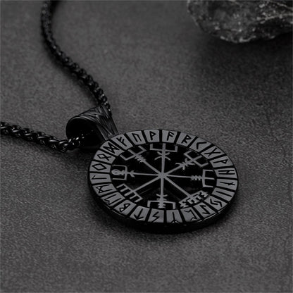 Viking Runes Vegvisir Compass Necklace Pendant for