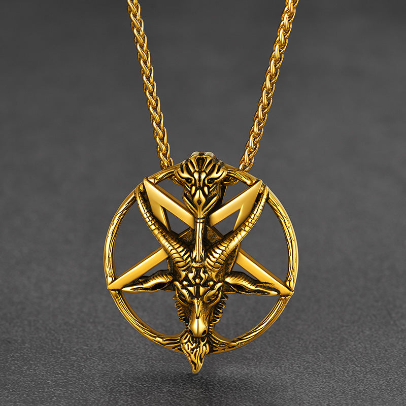 Satanic Baphomet Goat Pentagram Necklace