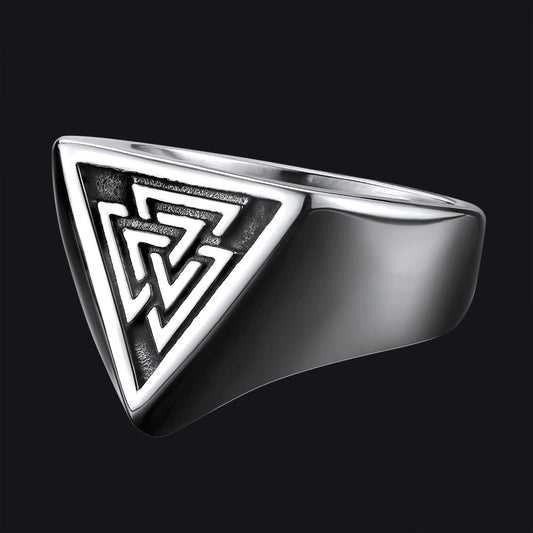 Stainless Steel Viking Valknut Signet Ring for