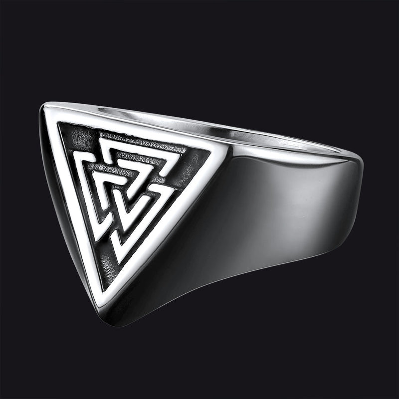 Stainless Steel Viking Valknut Signet Ring for