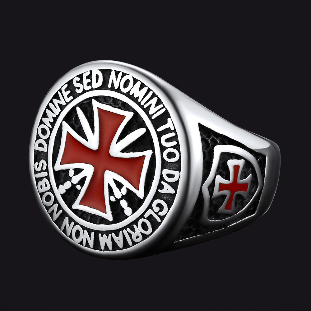 Red Knights Templar Cross Ring for