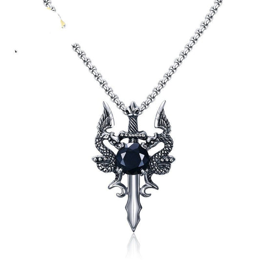 Twin Dragon Blade Necklace