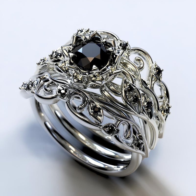 Nocturnal Garden Crown Ring Set