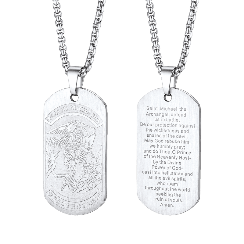 The Archangel Saint Michael Dog Tag Necklace for
