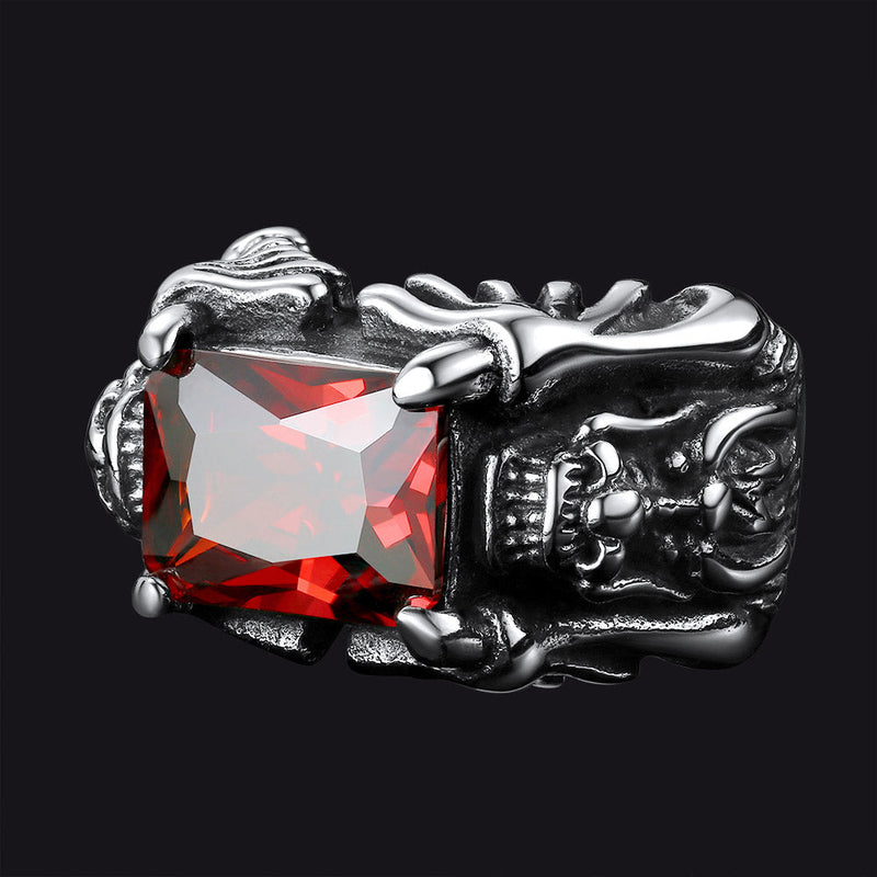 Flash Gothic Ruby Dragon Ring Stainless Steel
