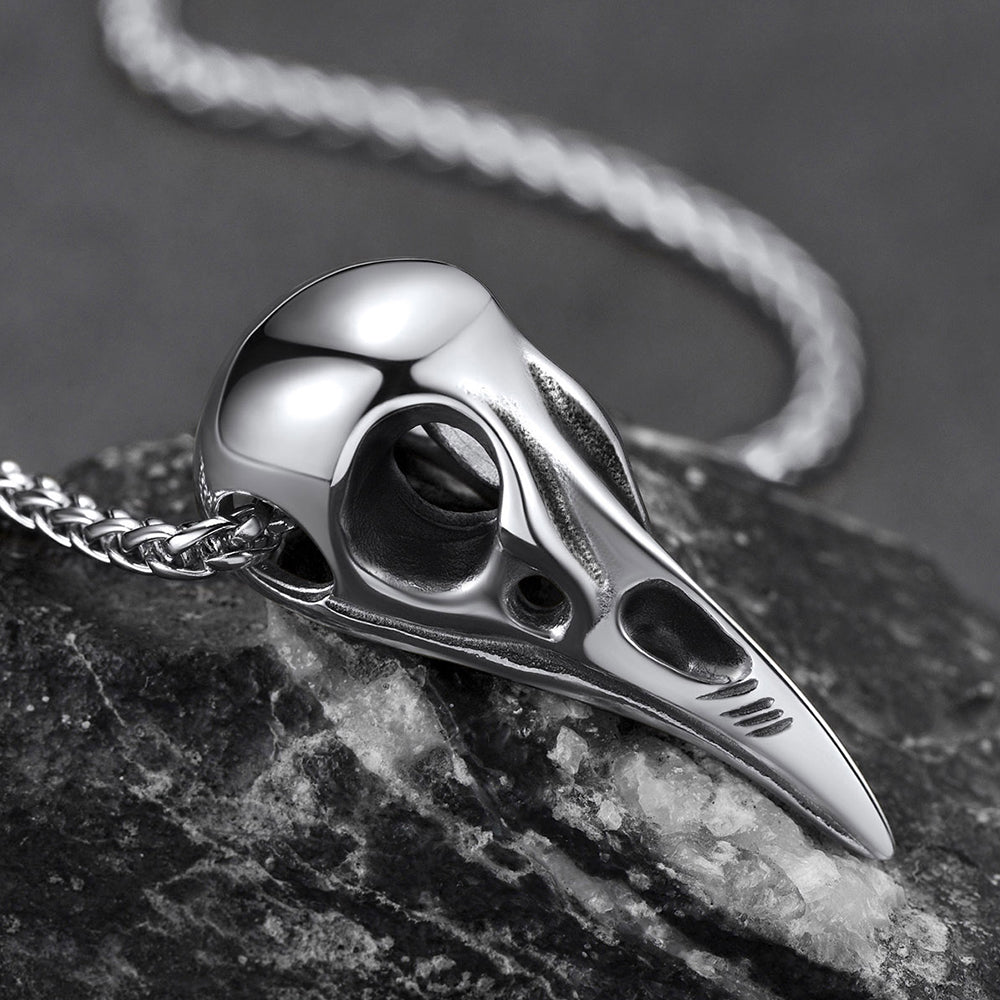 Viking Raven Skull Necklace for