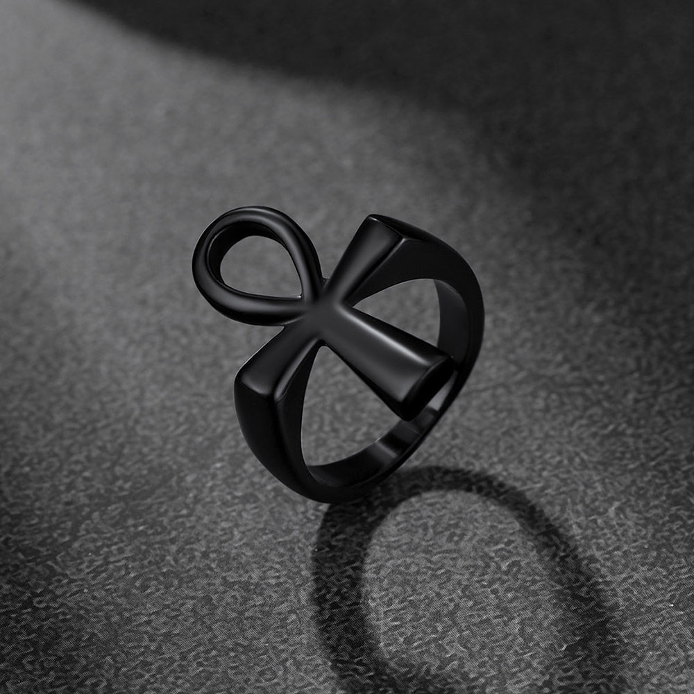Egyptian Coptic Ankh Cross Stainless Steel Ring for