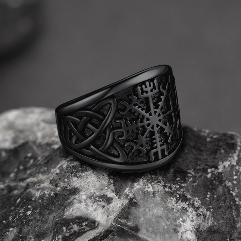 Viking Compass Ring With Celtic Knot for