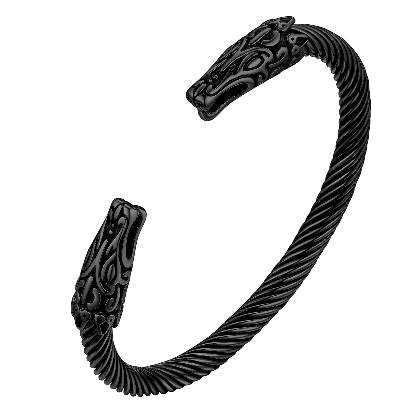 Viking Bracelet Norse Wolf Heads Cuff Bangle for