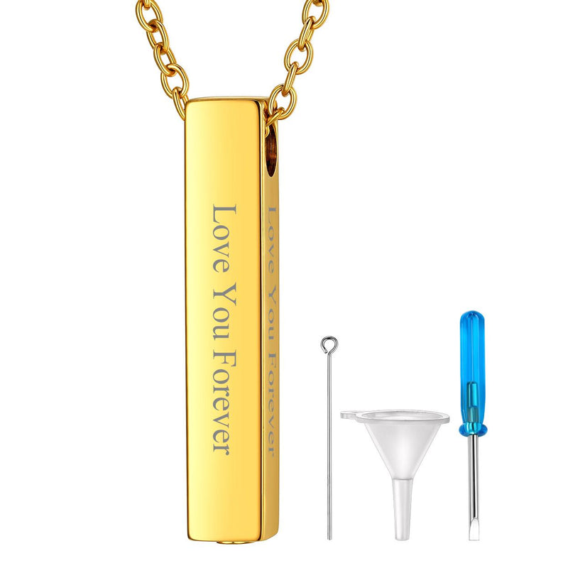 Engraved Bar Urn Necklace for Ashes Cremation Jewlery for