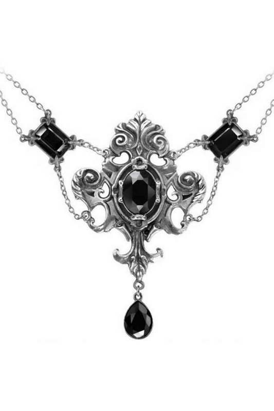 Us of Baroque Crystal Black Pendant Necklace With Dropper