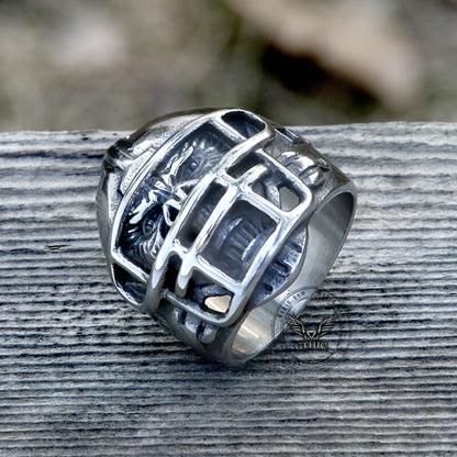 Baseball Helmet Gorilla Stainless Steel Ring