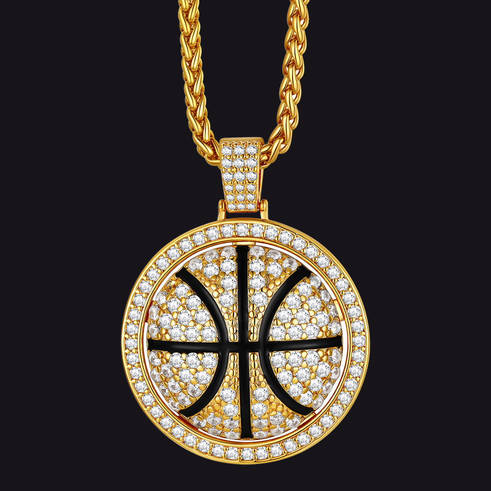 Bling Basketball Spinner Necklace for