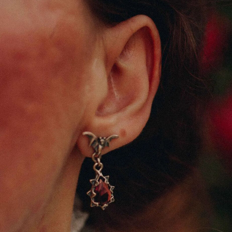 Bat Sterling Silver Crystal Earrings