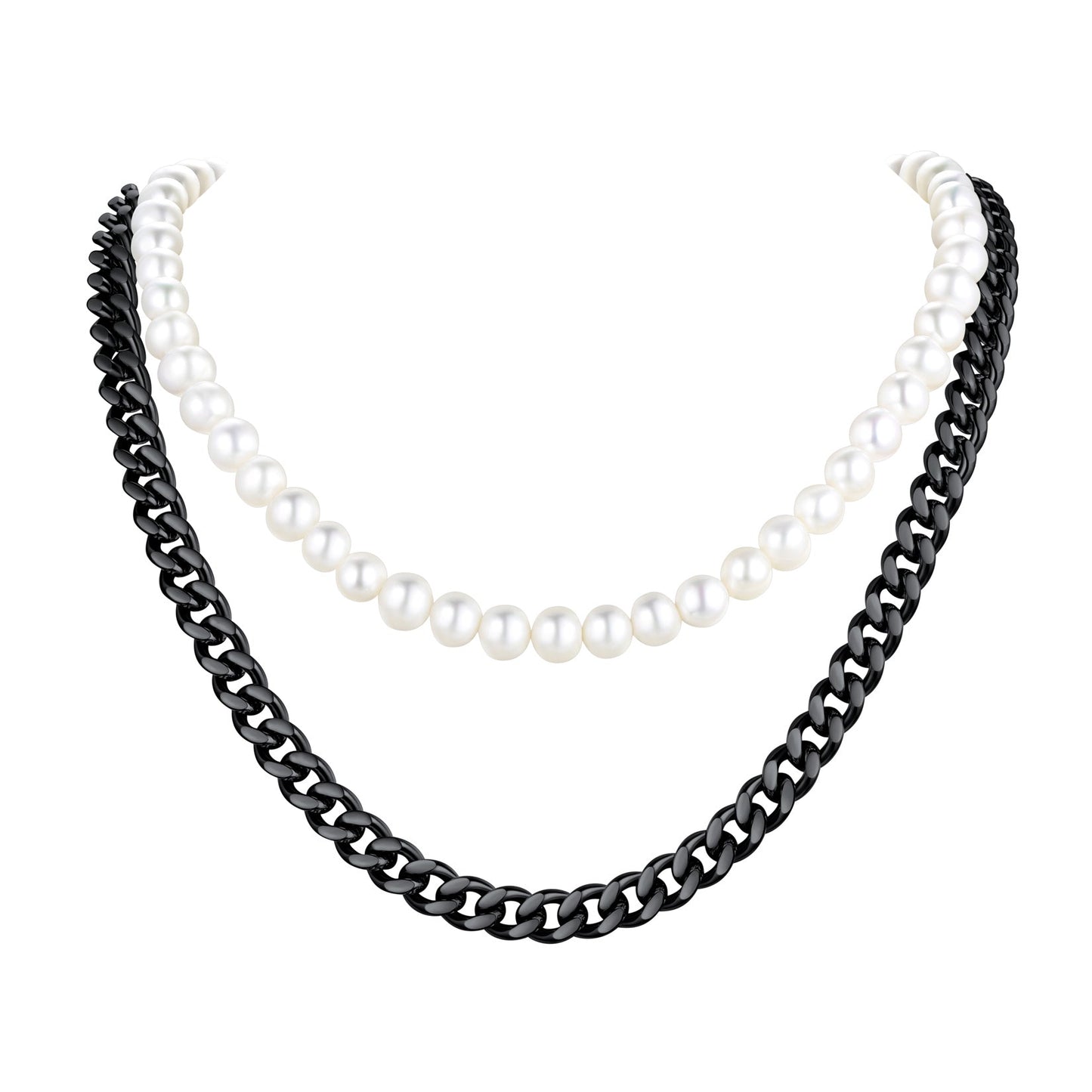 Freshwater Pearl & Cuban Link Chain Necklace for