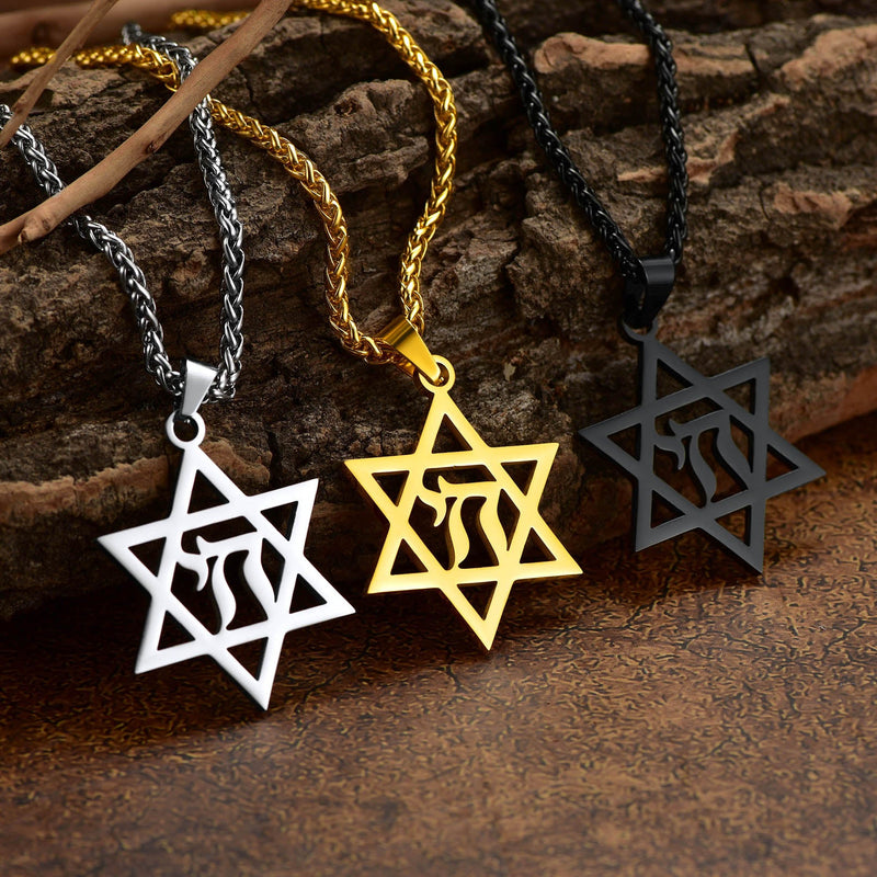 Star of David Hebrew Letter Necklace for