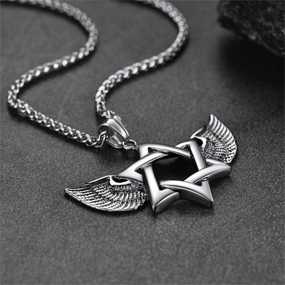 Flash Jewish Star of David Necklace With Wing for