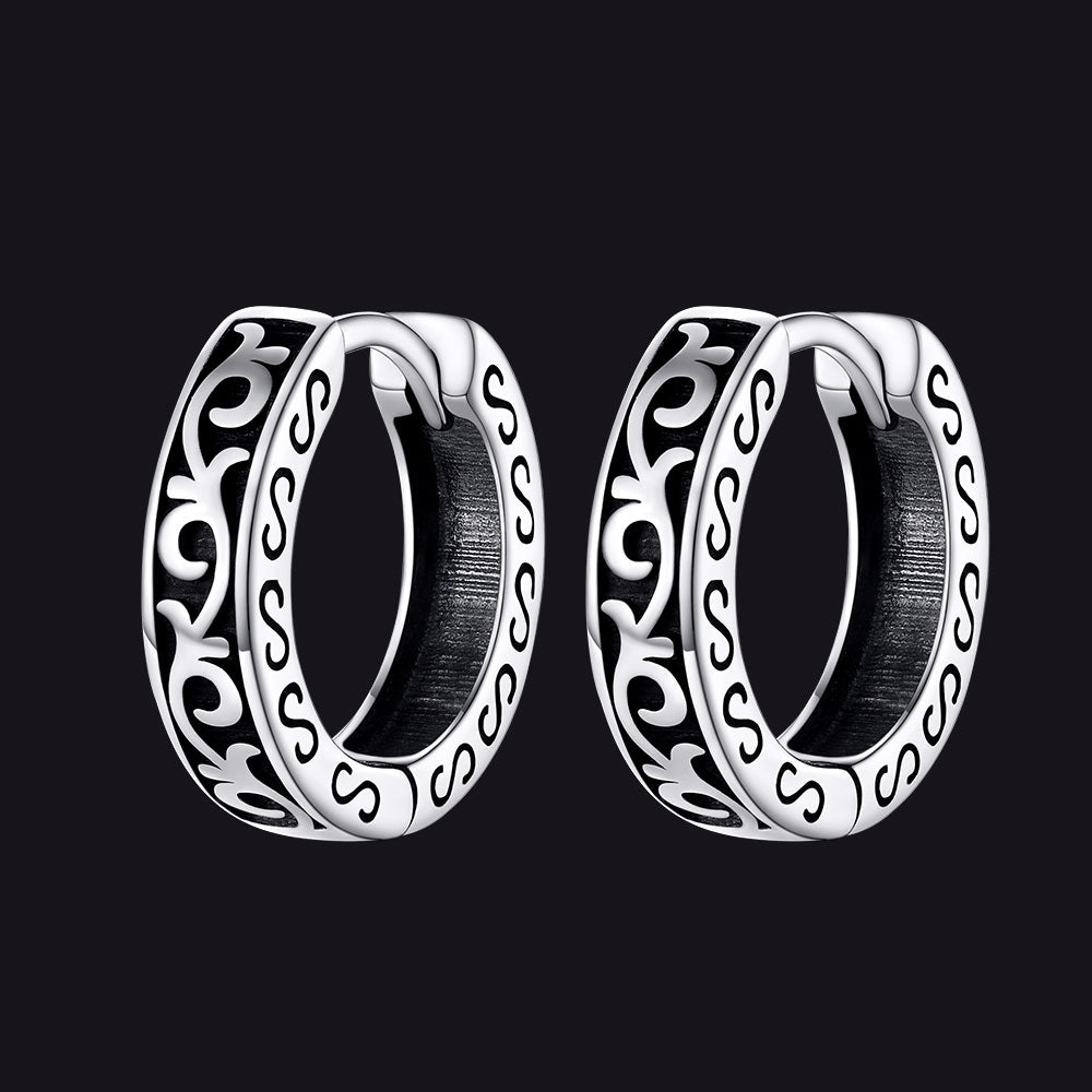 Sterling Silver Vine Celtic Huggie Hoop Earrings for